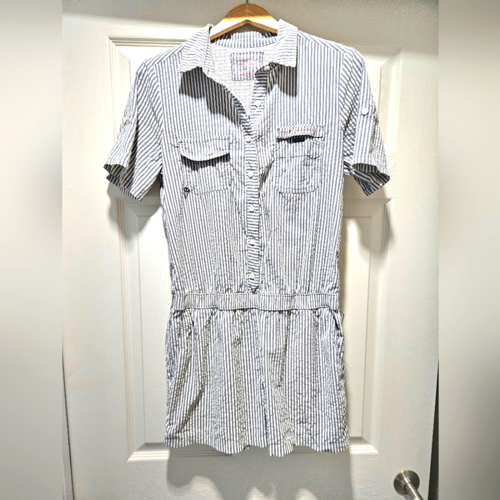 Vineyard Vines Performance Romper Size 6 Shortsleeve Blue& White Striped Print